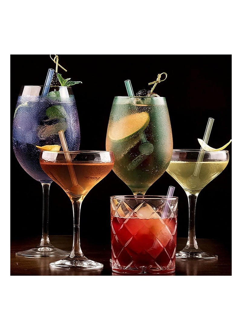 إزدنك 8 قطع من القش الزجاجي القابل لإعادة الاستخدام من البورسليكات بطول 10 سم، قش زجاجي مقاوم للكسر مع فرشاة تنظيف واحدة، مجموعة قش زجاجي ملون قابل لإعادة الاستخدام، قش كروي مجوف شفاف لطيف (8 ألوان) - Image 5